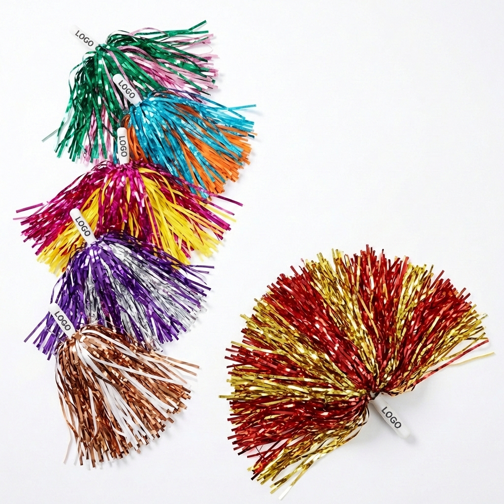 Cheerleader's Dual-Purpose Spirit Set: Pom-Pom & Metallic Fan