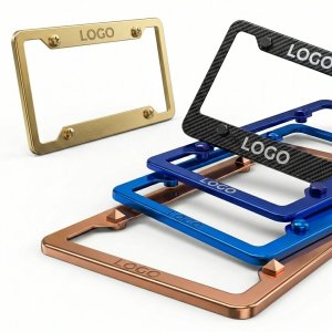 Premium Four-Hole Straight-Edge Aluminum License Plate Frame