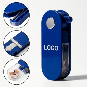 Compact Fold-Flat Pencil Sharpener with Clear Shavings Container